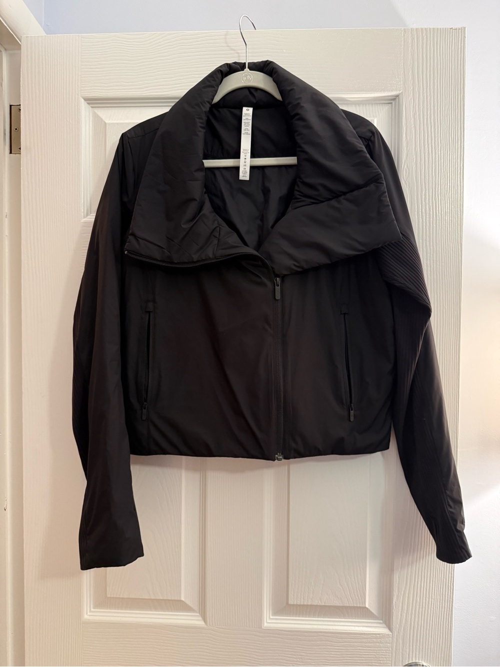 lululemon athletica Black Cropped Puffer Bomber Jacket